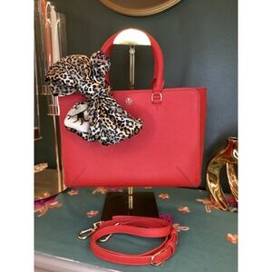 Tory Burch Red Leather Satchel Handbag Crossbody Strap Included